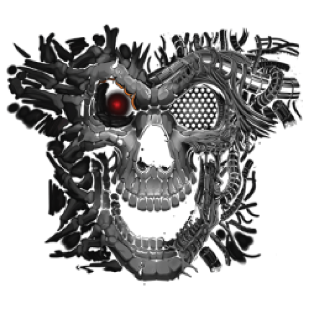Мъжка неонова тениска Cyborg Skull