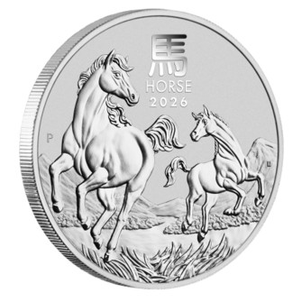 Сребърна монета Лунен календар Година на Коня, 1/2 Oz