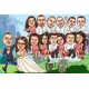 Дигитална карикатура Веселата група, с 4 или повече лица, размер А3